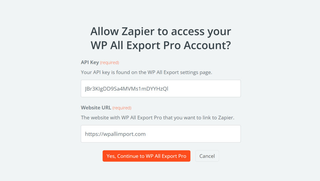 Connect WP All Export to Zapier