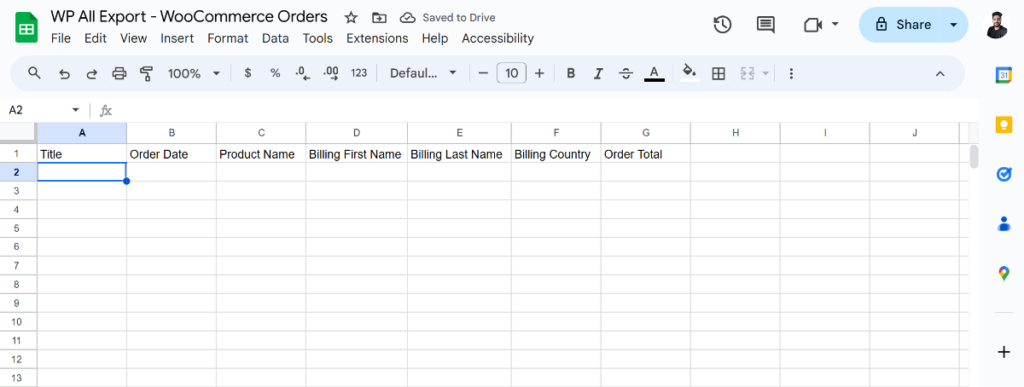 Create a new Google Sheet and the required columns