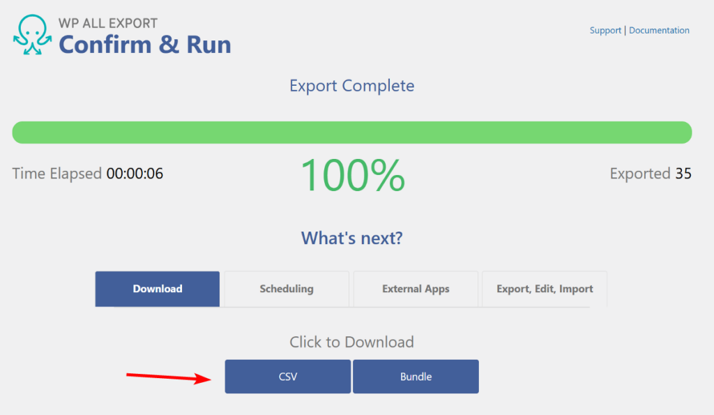 Download exported WooCommerce order file