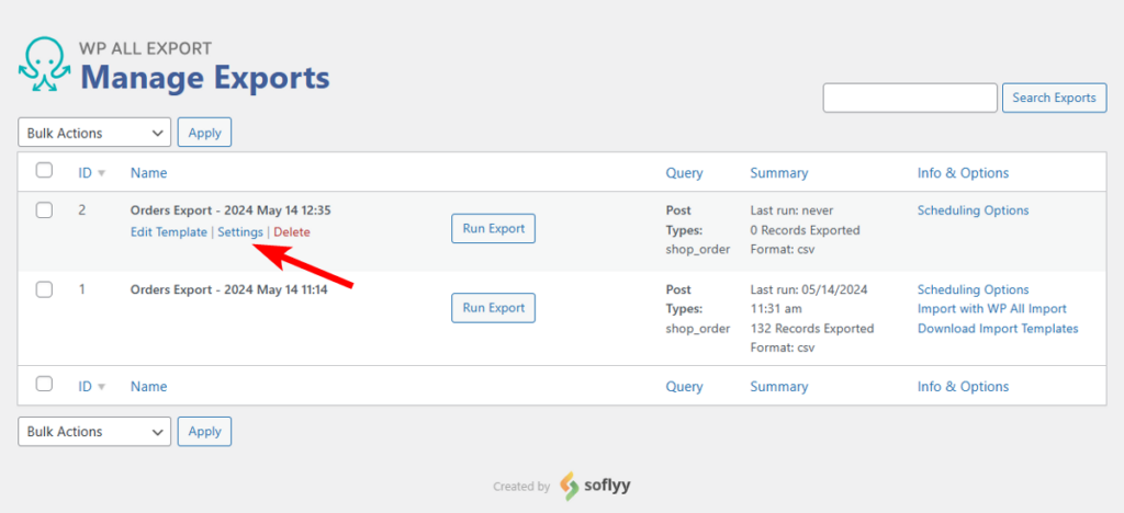 enable real time export for existing export