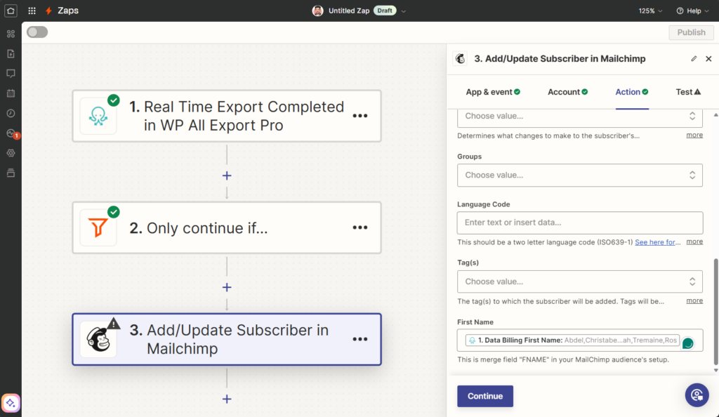 map other fields in your export